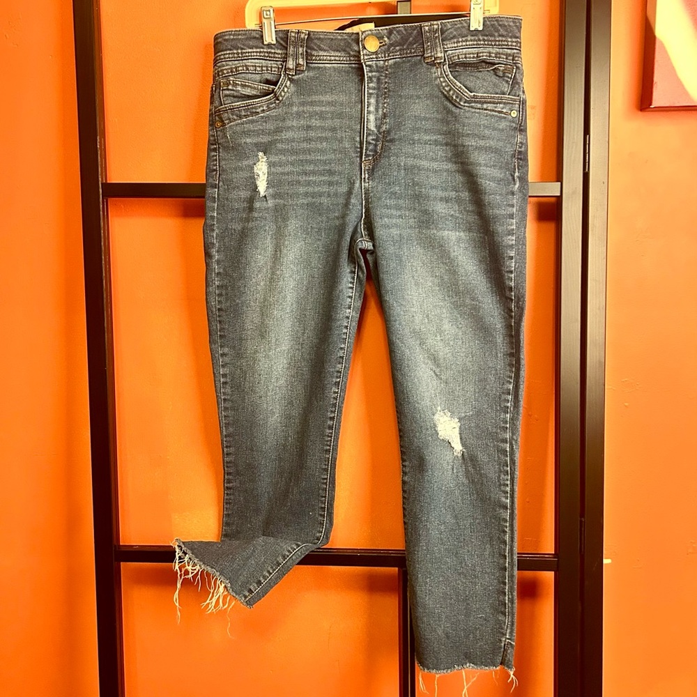 Democracy “Ab” Technology Distressed Raw Hem Skinny Jeans